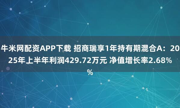 牛米网配资APP下载 招商瑞享1年持有期混合A：2025年上半年利润429.72万元 净值增长率2.68%